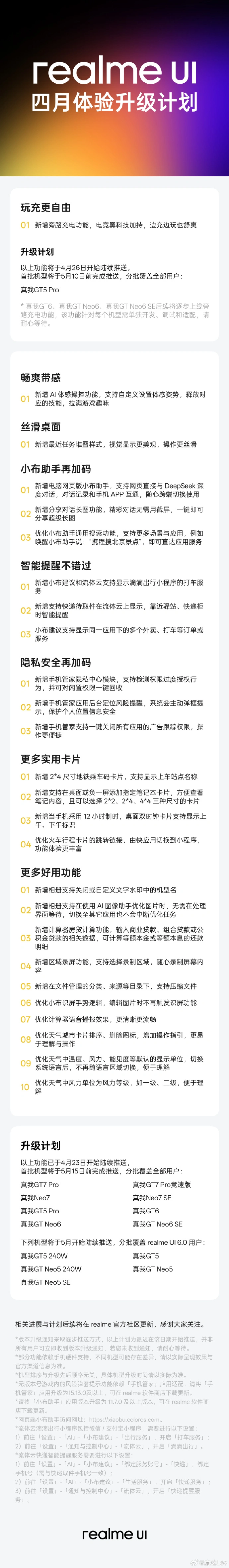 长胜证券有限公司 realme UI 四月升级计划公布，真我 GT5 Pro 新增旁路充电功能