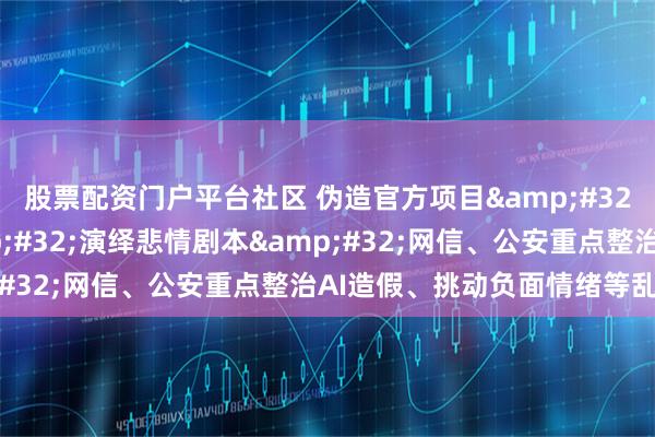 股票配资门户平台社区 伪造官方项目&#32;夸大灾情信息&#32;演绎悲情剧本&#32;网信、公安重点整治AI造假、挑动负面情绪等乱象